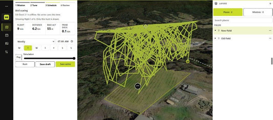 Landmapper bird scaring mission over a field