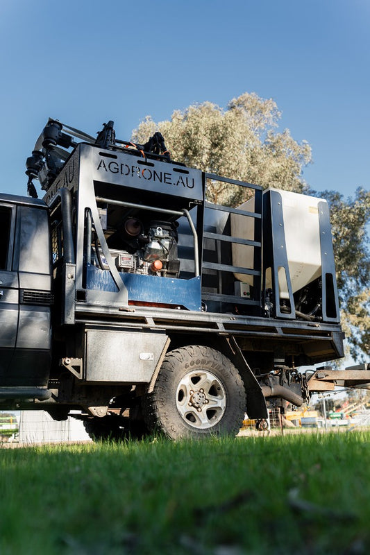 AgDrone Ute Back on the tray of a spray ute.