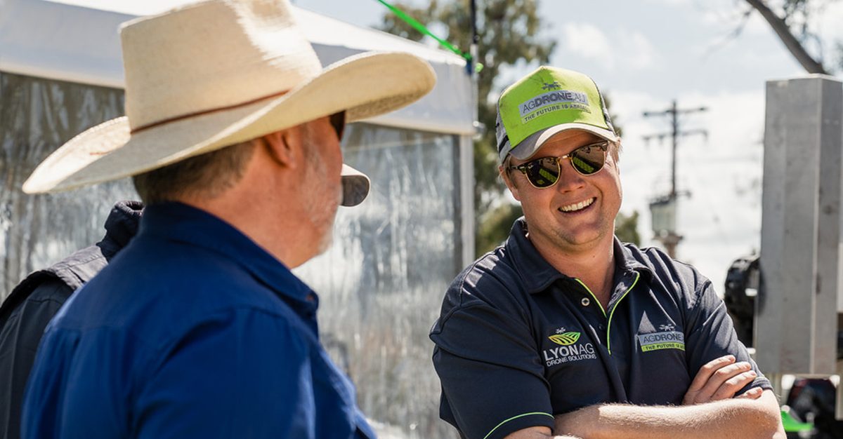 AgDrone talking with a grower