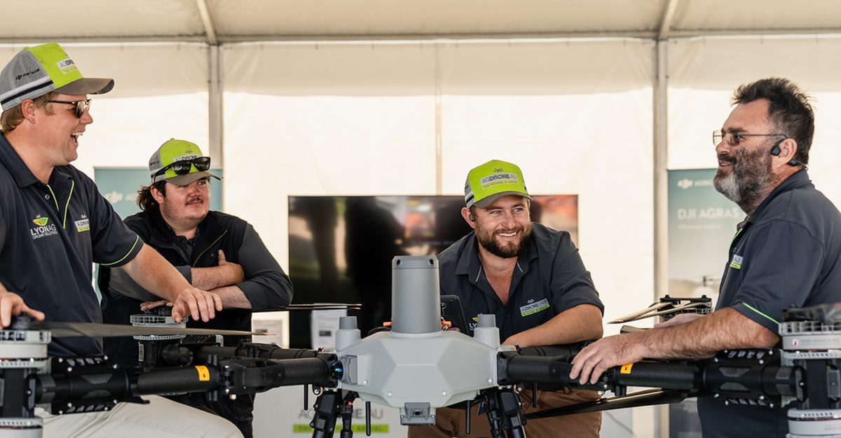 AgDrone crew around an aircraft